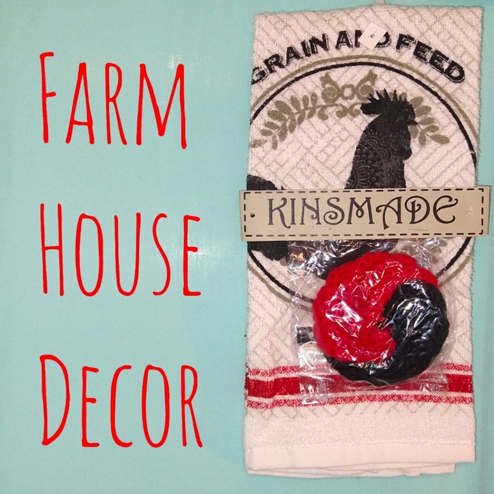 Rooster Kitchen towel wash cloth gift set